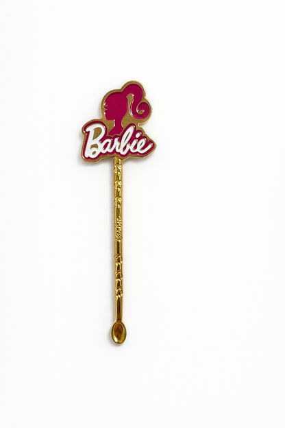 Cuchara medidora coleccionable de Barbie con mango rosa, marca Spoonies MX