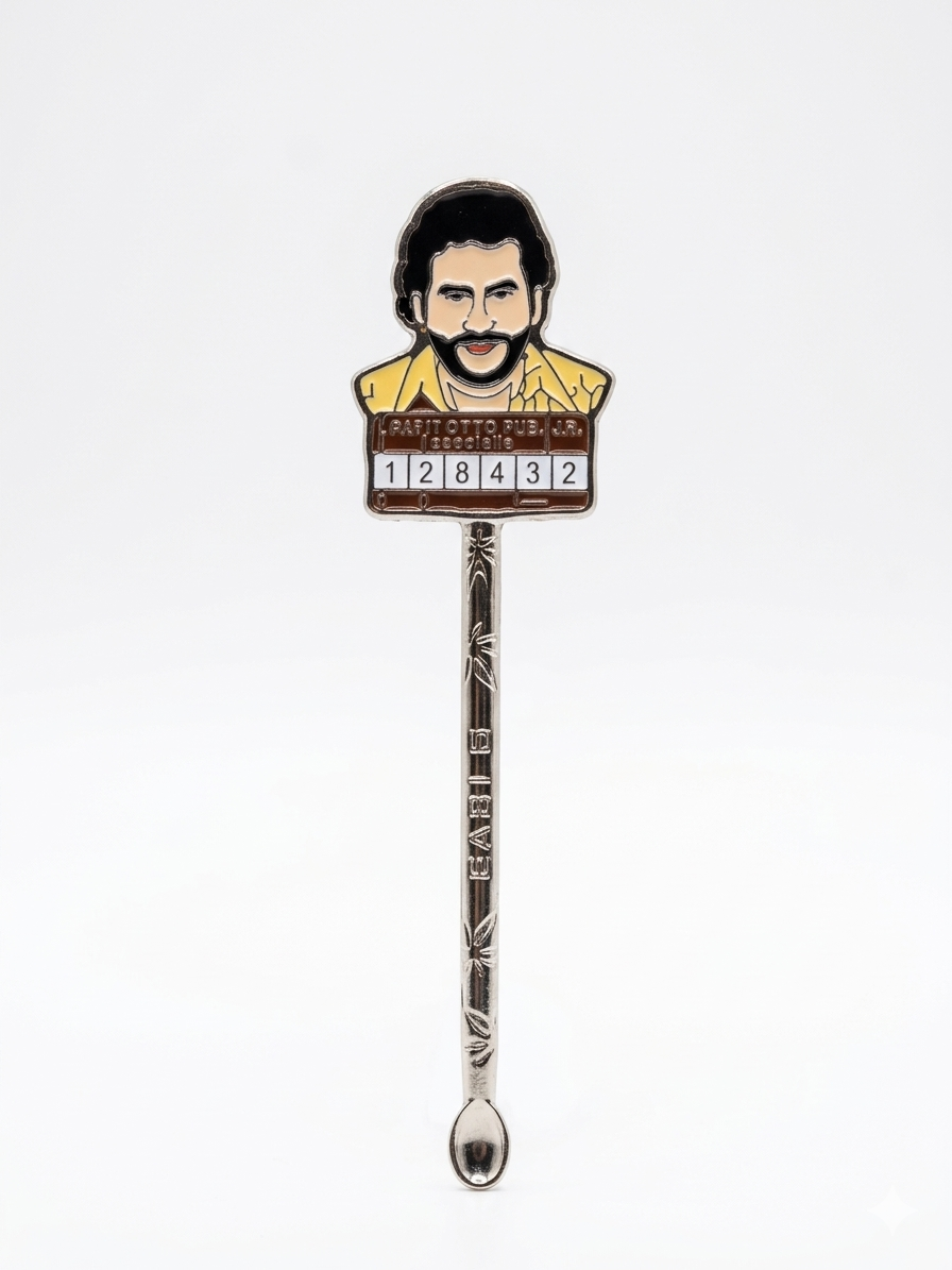 Cuchara medidora coleccionable de Pablo Escobar de la serie Narcos, marca Spoonies MX