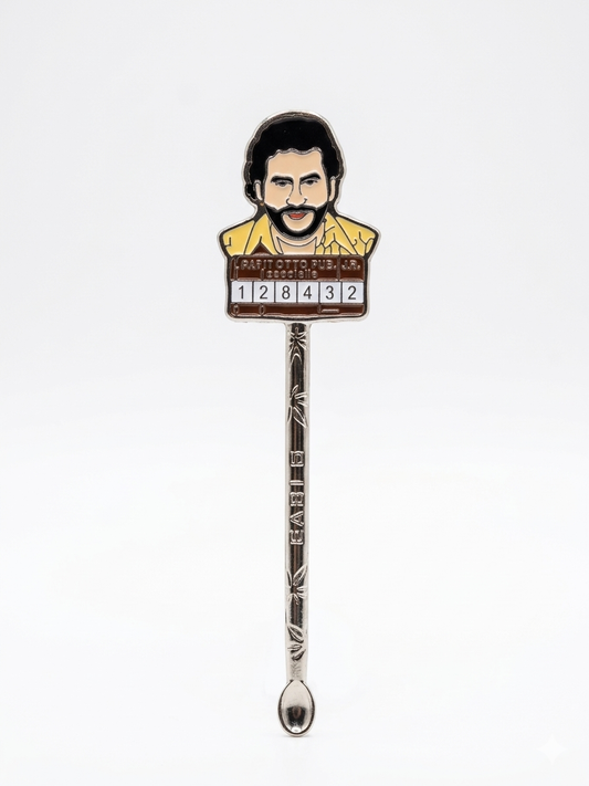Cuchara medidora coleccionable de Pablo Escobar de la serie Narcos, marca Spoonies MX